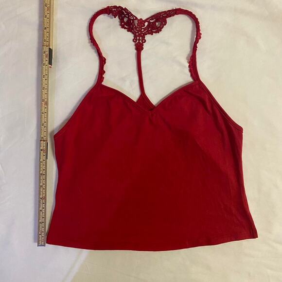 Red Cami tank top with Lace sz large - Picture 2 of 7